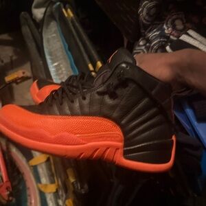 Jordan Black and Orange Athletic Shoes